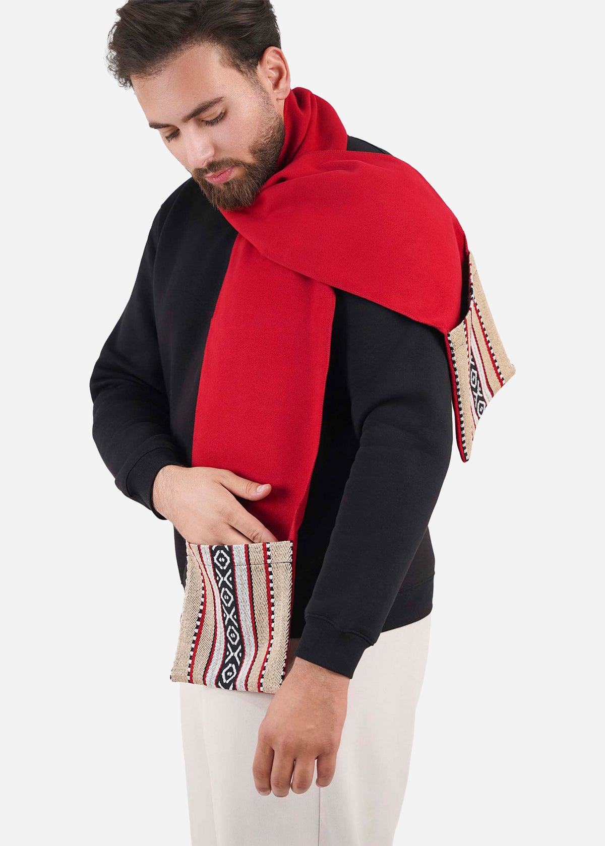 Red Sadu Pocket Scarf