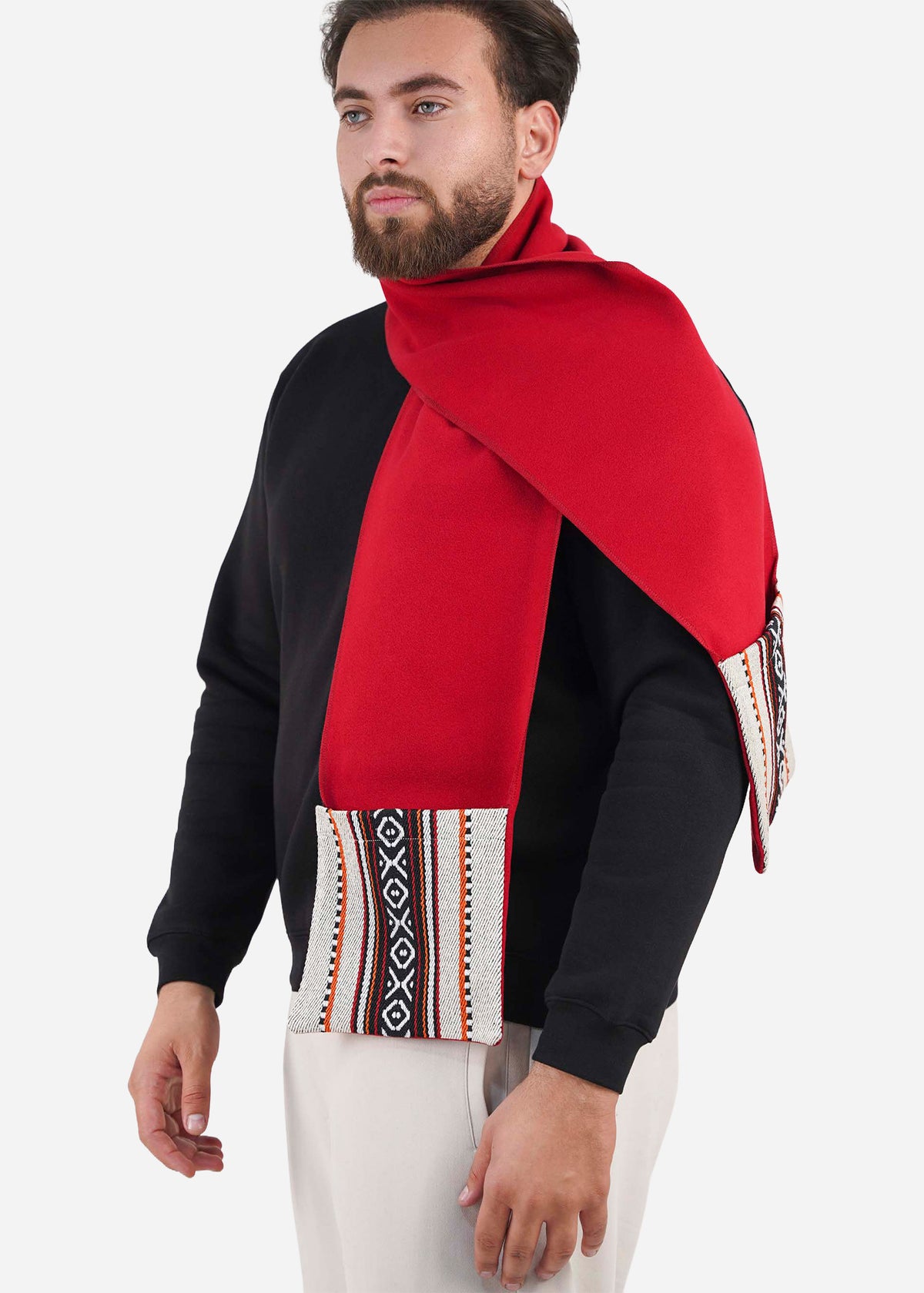 Red Sadu Pocket Scarf