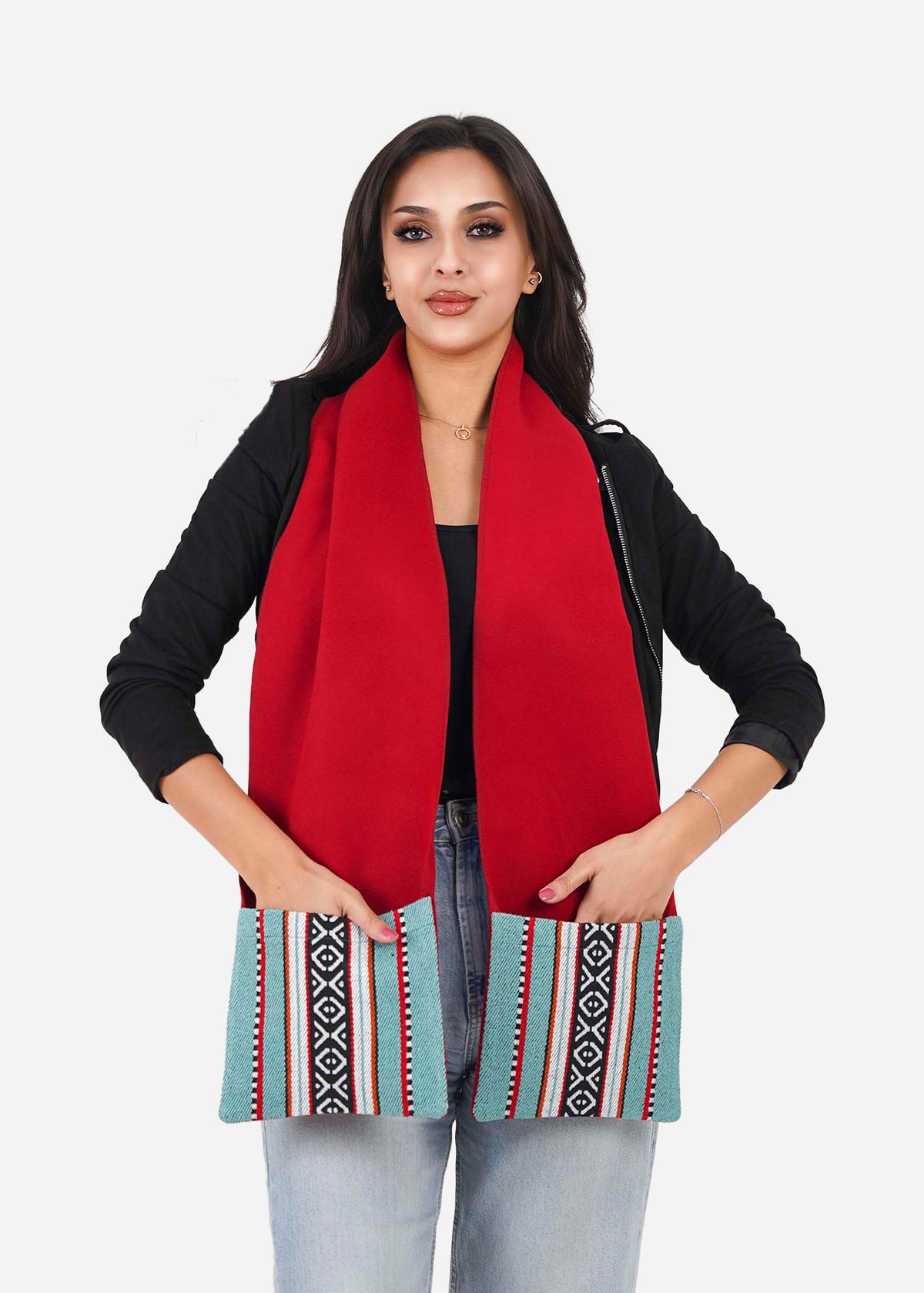 Red Sadu Pocket Scarf