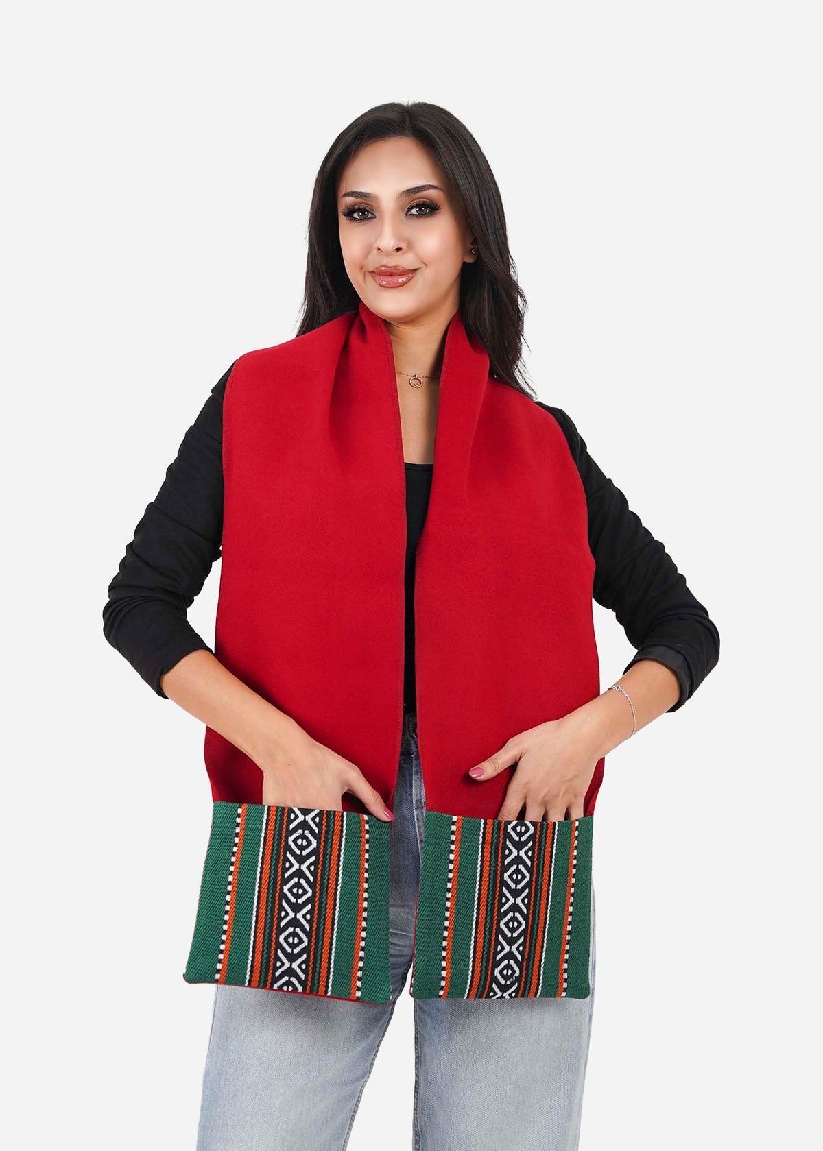 Red Sadu Pocket Scarf