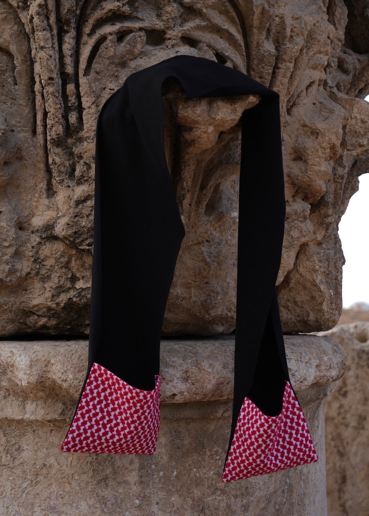 Black Scarf With Pocket