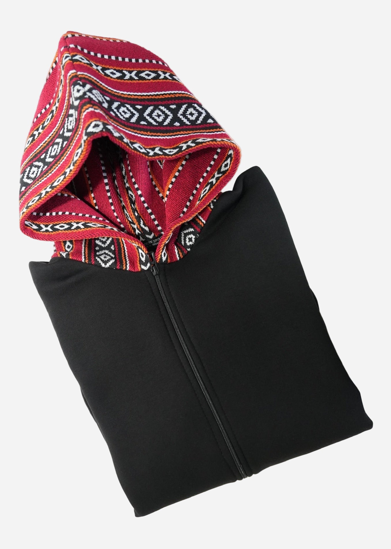 Black Zip-Up Hoodie with Bedouin Hood