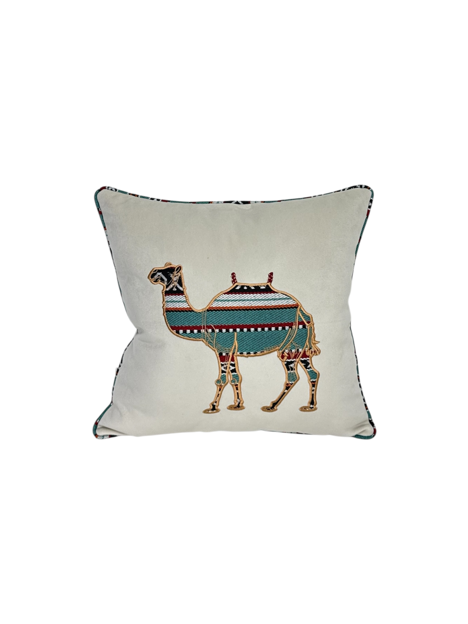 Embroidered Camel Cushion