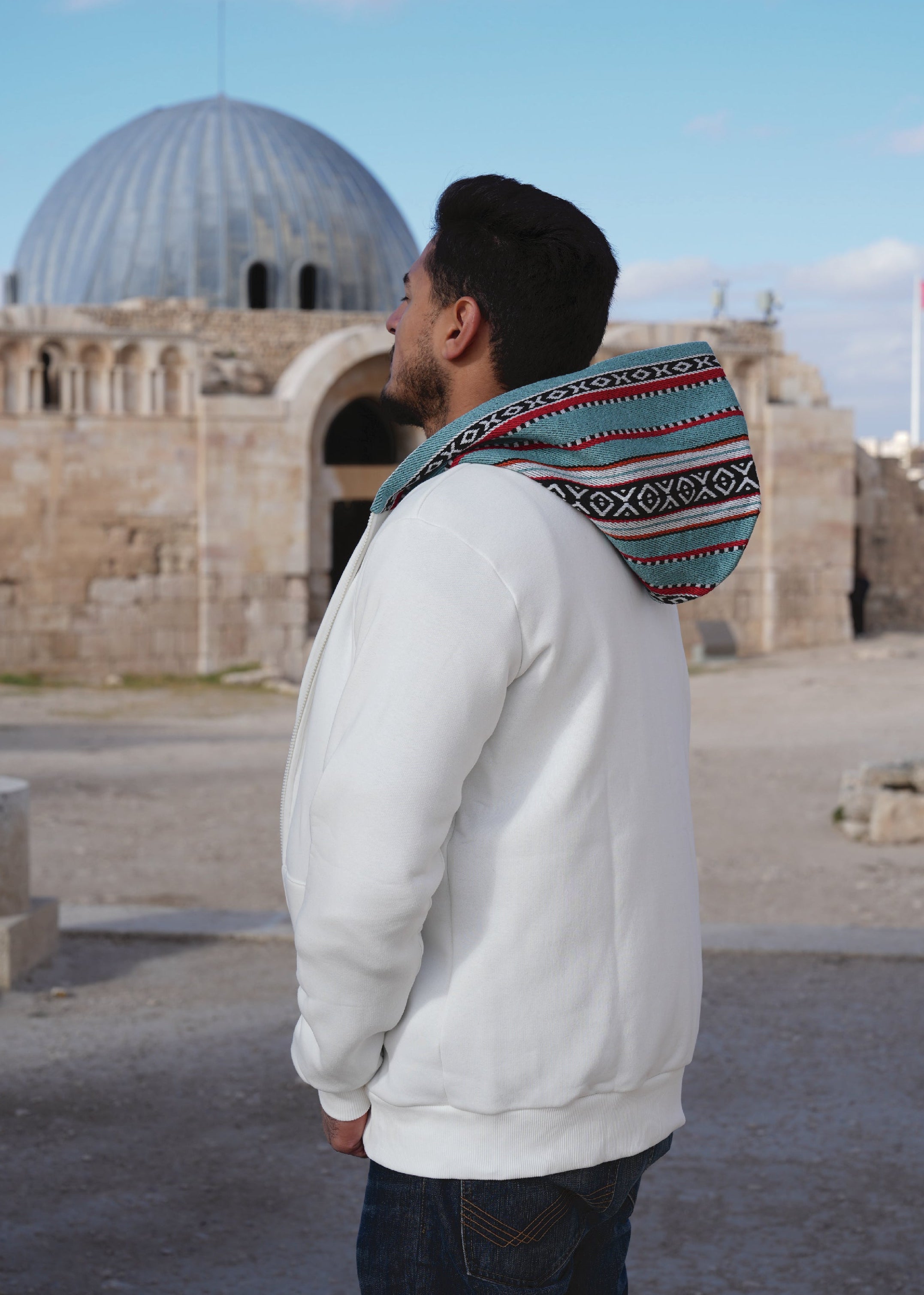 Zip-up hoodie with Bedouin hood