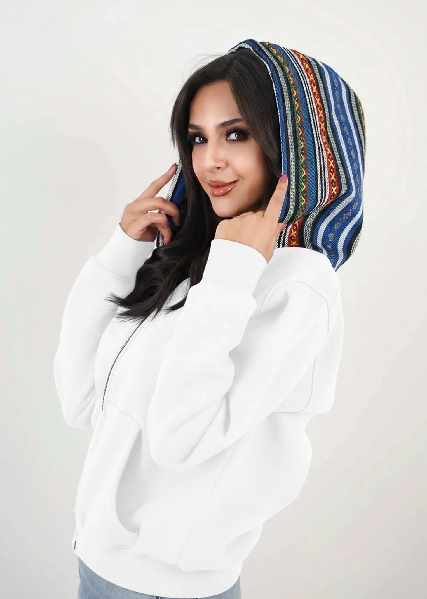 Sadu Hoodie Jacket - white- Unisex