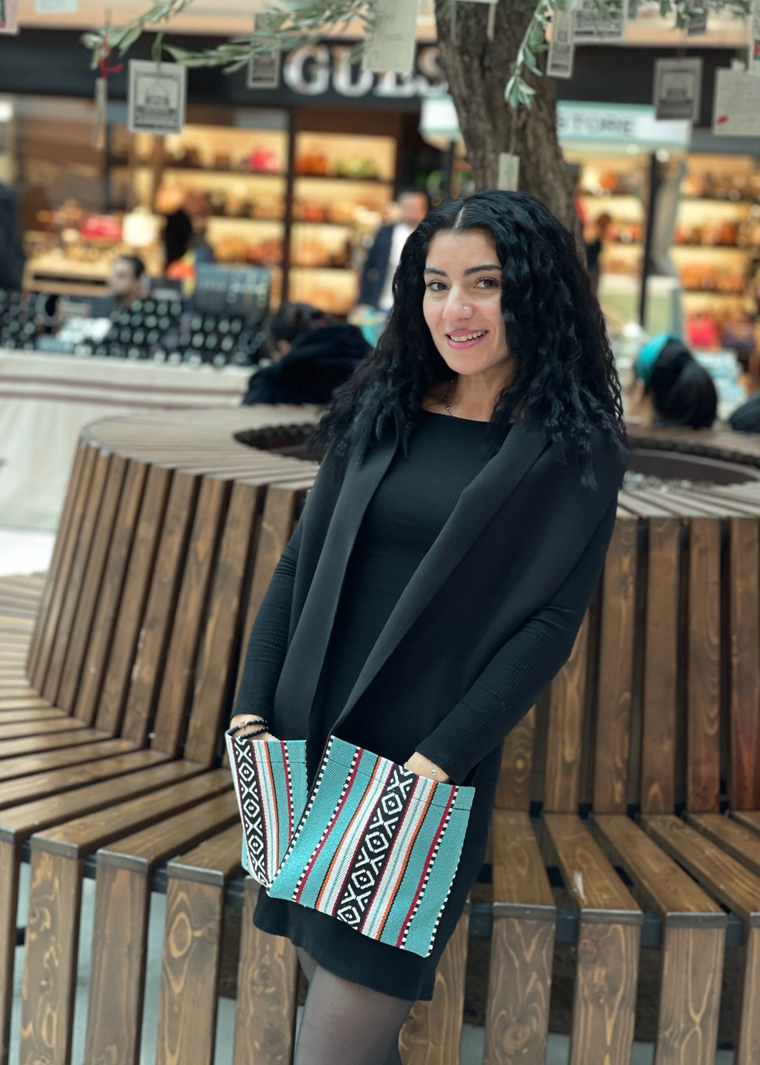 Black Scarf With Pocket