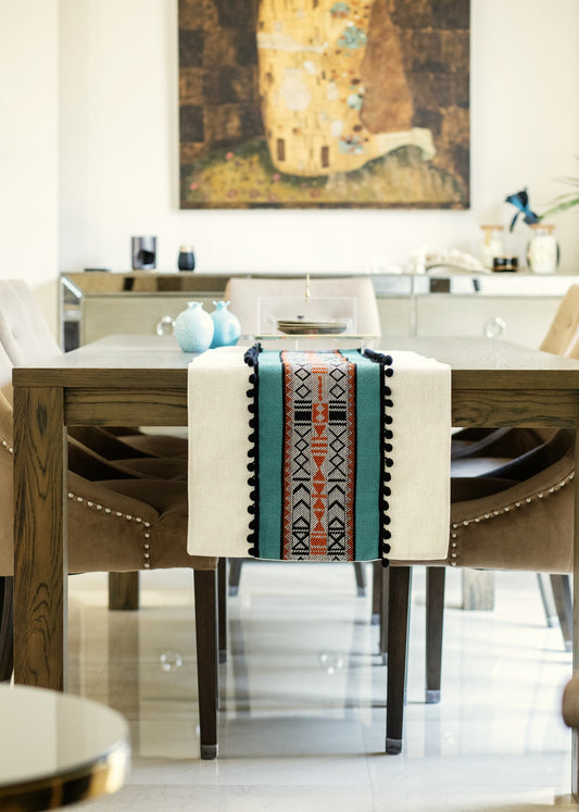Table Runner with Pom-poms