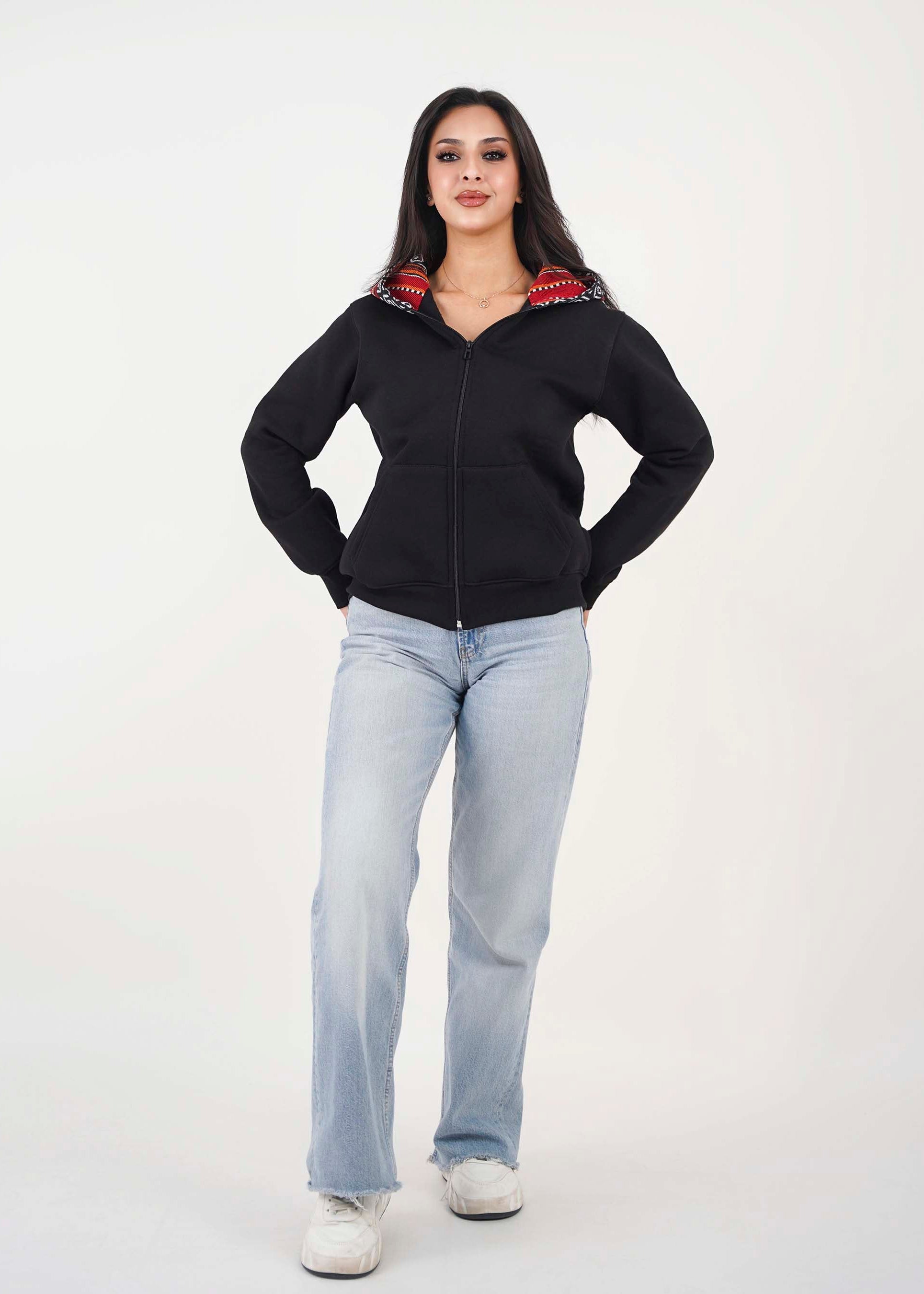 Sadu Hoodie Jacket - Black- Unisex