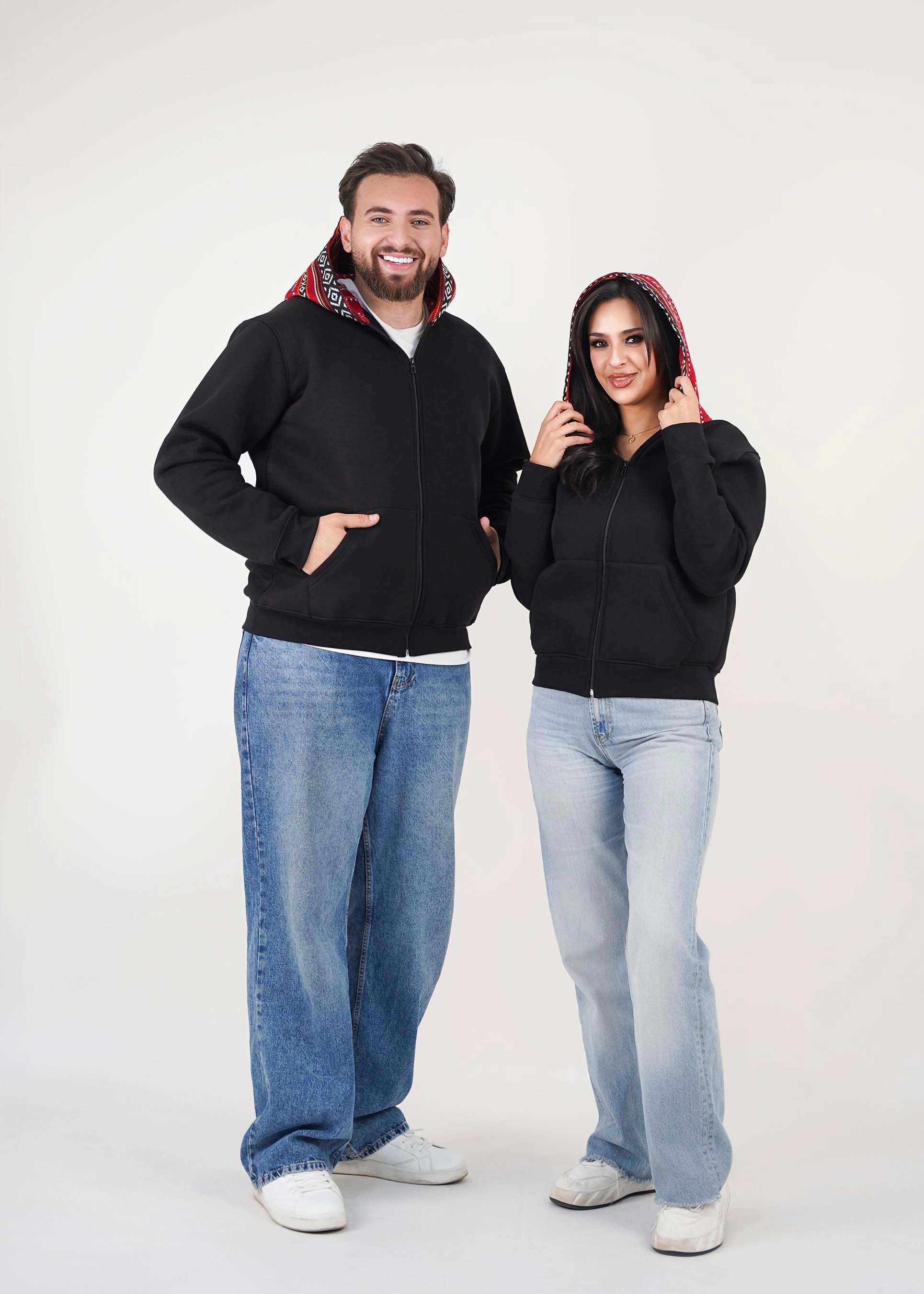 Sadu Hoodie Jacket - Black- Unisex