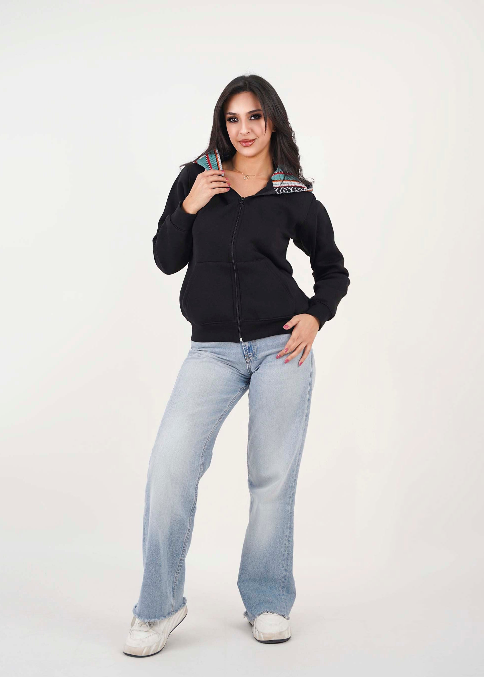 Sadu Hoodie Jacket - Black- Unisex