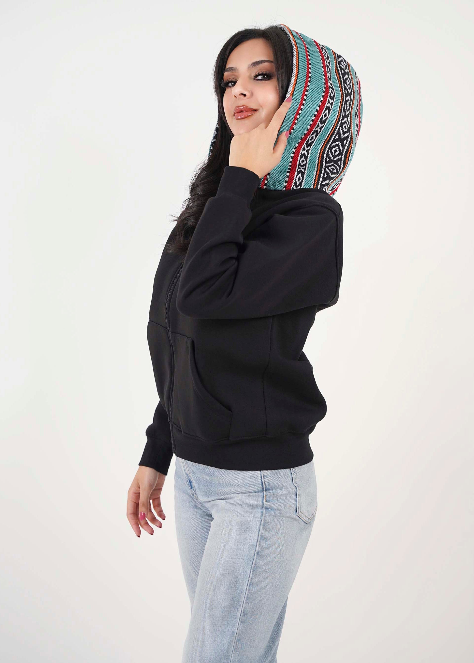 Sadu Hoodie Jacket - Black- Unisex