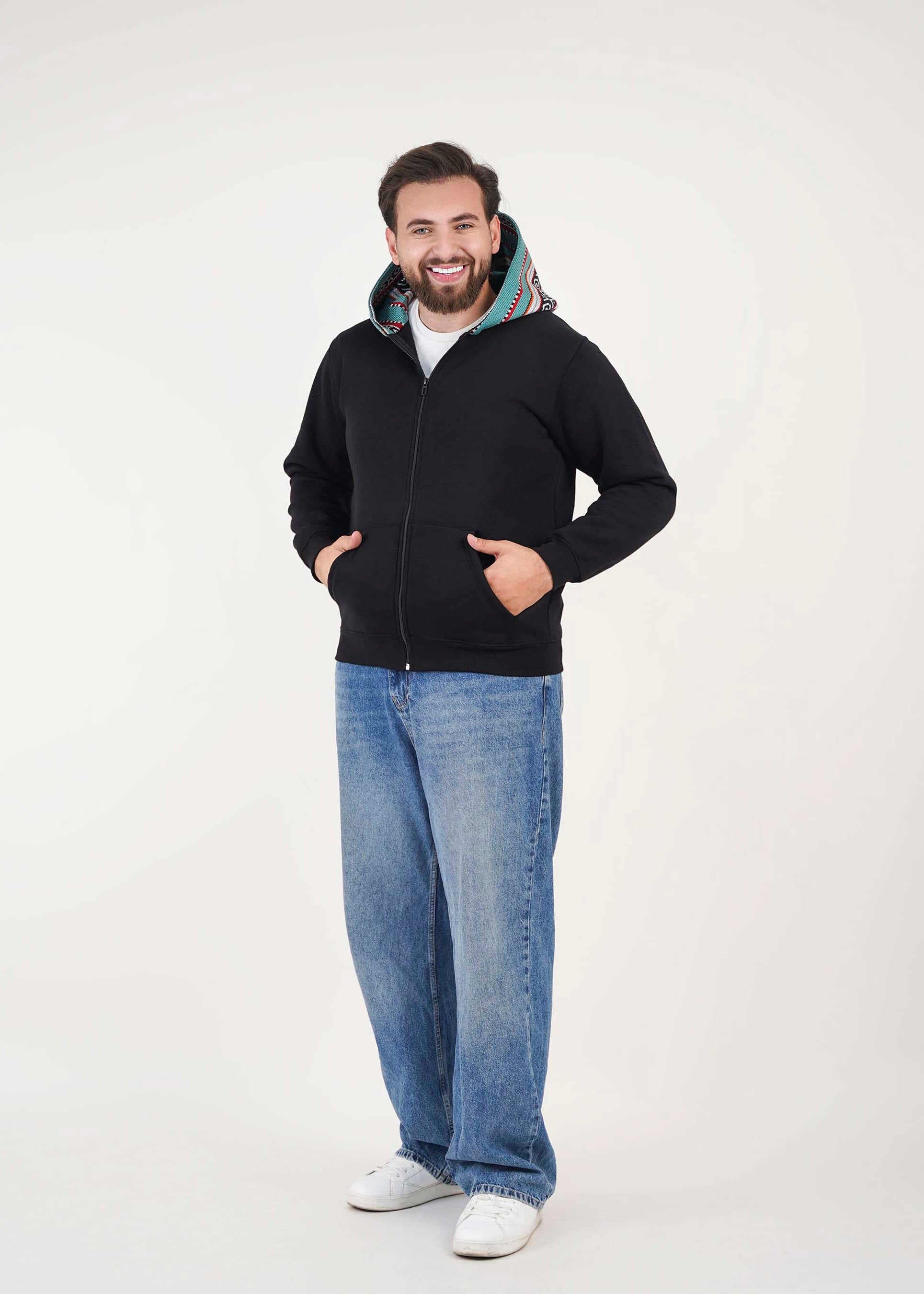 Sadu Hoodie Jacket - Black- Unisex