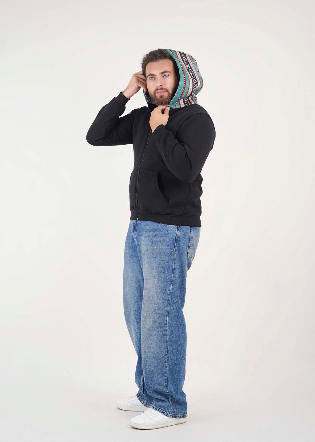 Sadu Hoodie Jacket - Black- Unisex