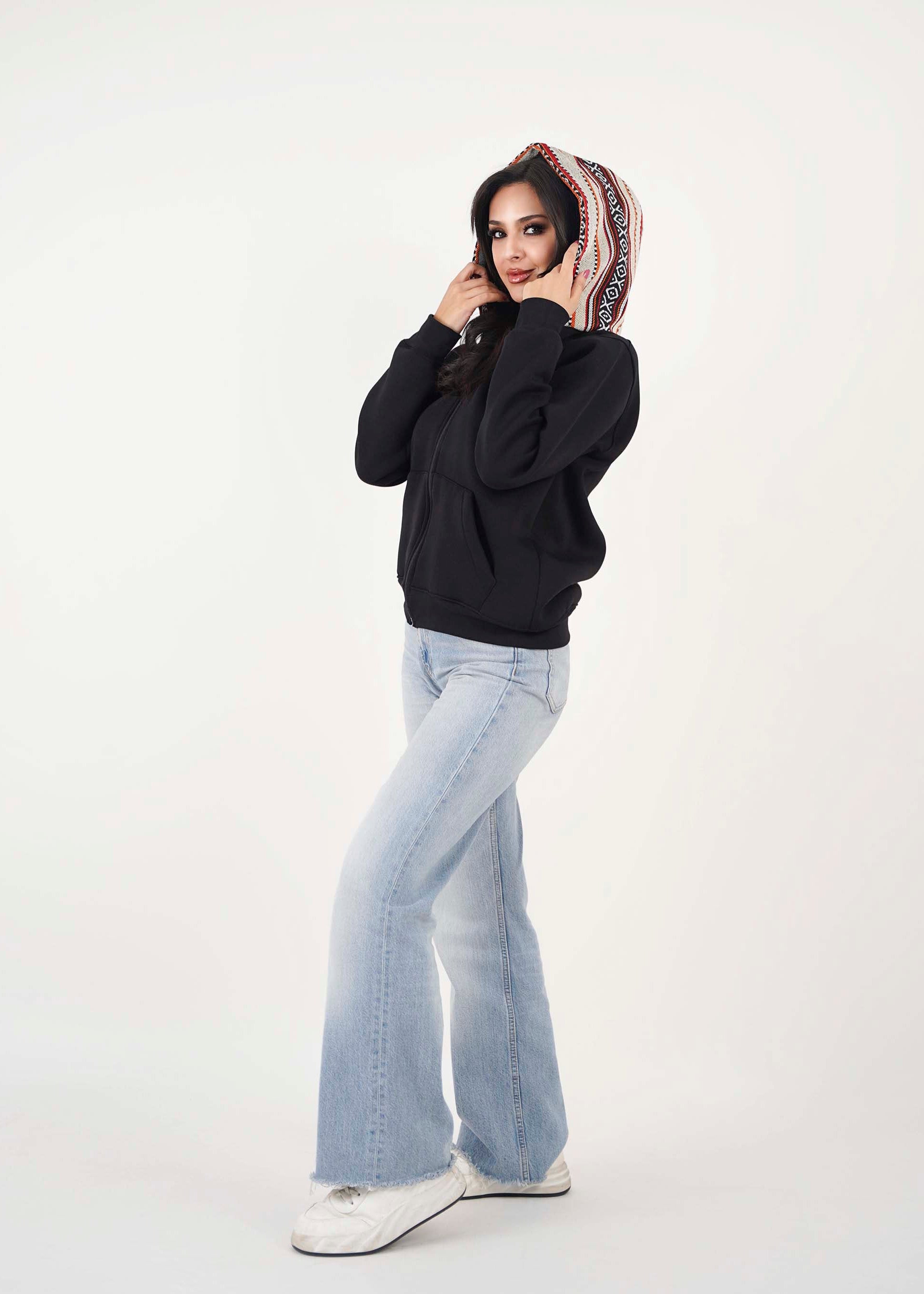 Sadu Hoodie Jacket - Black- Unisex