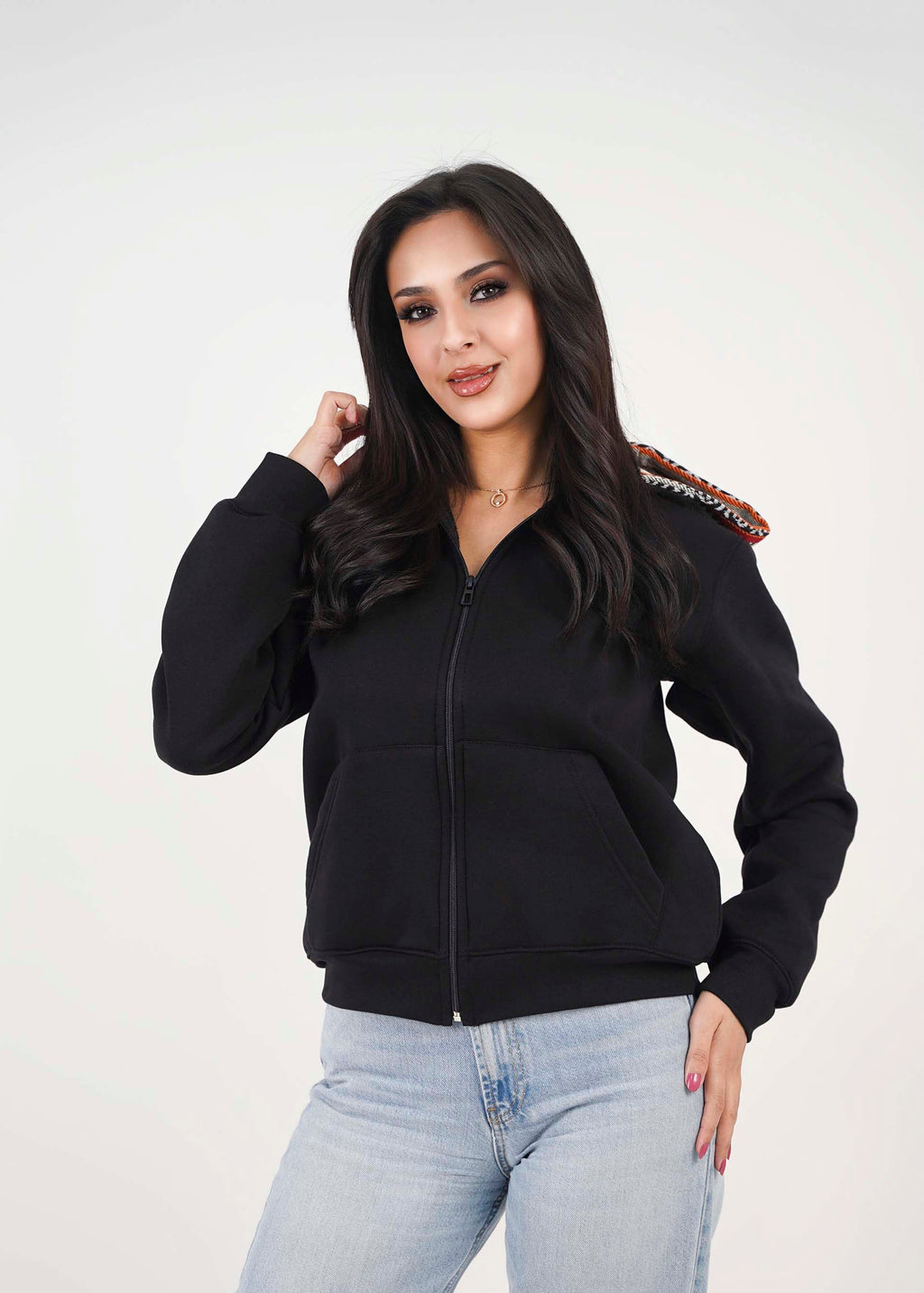 Sadu Hoodie Jacket - Black- Unisex