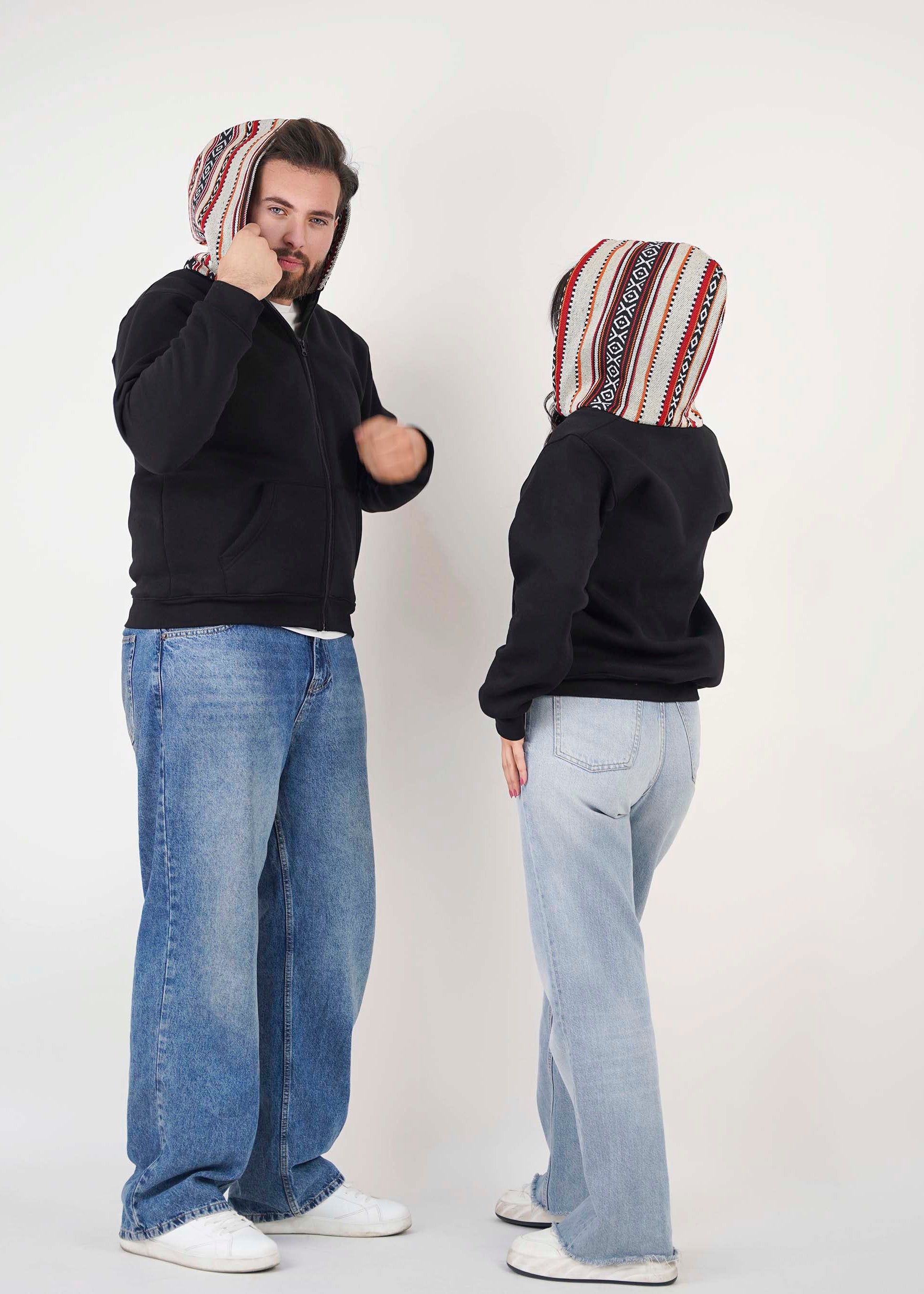 Sadu Hoodie Jacket - Black- Unisex