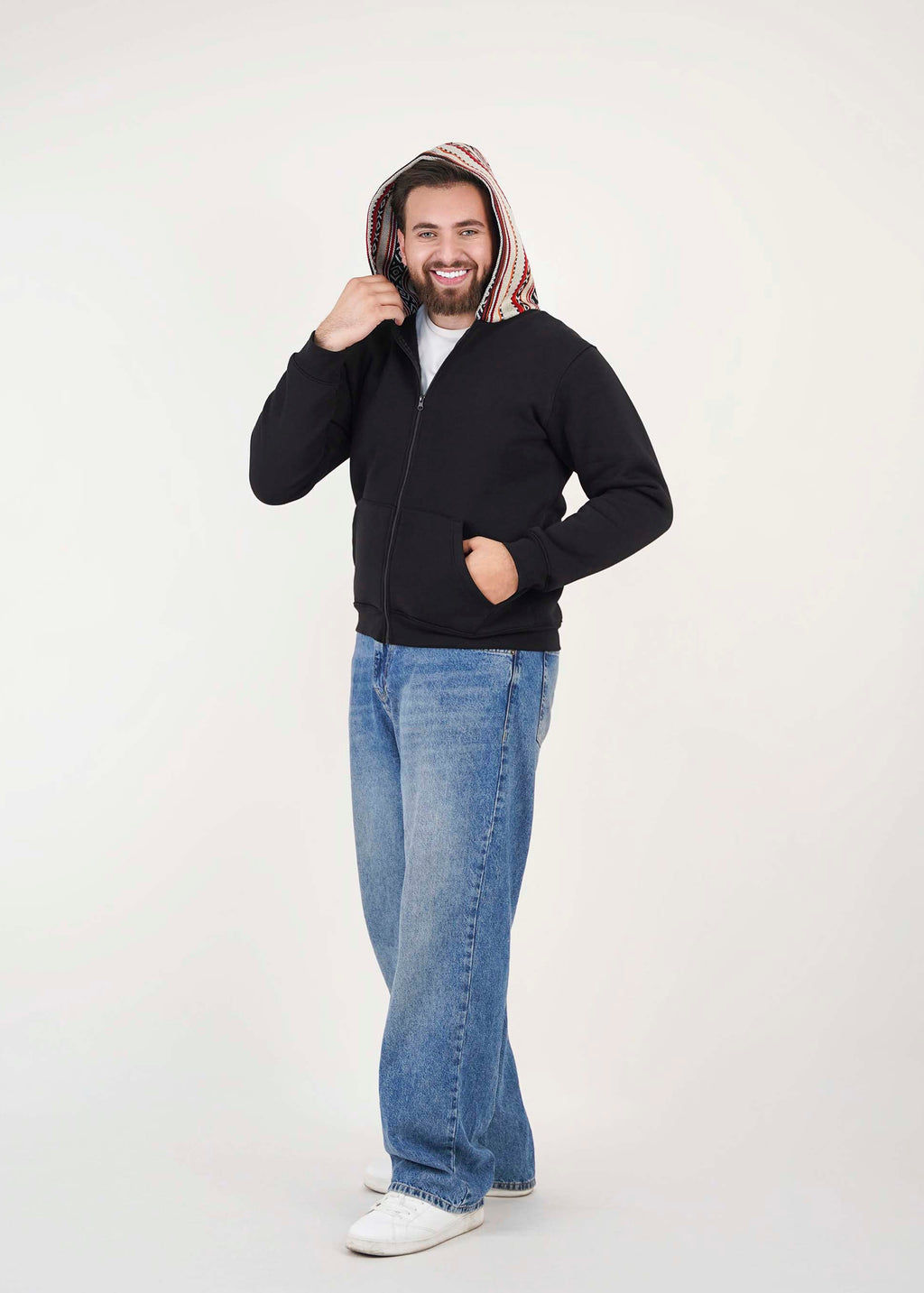 Sadu Hoodie Jacket - Black- Unisex