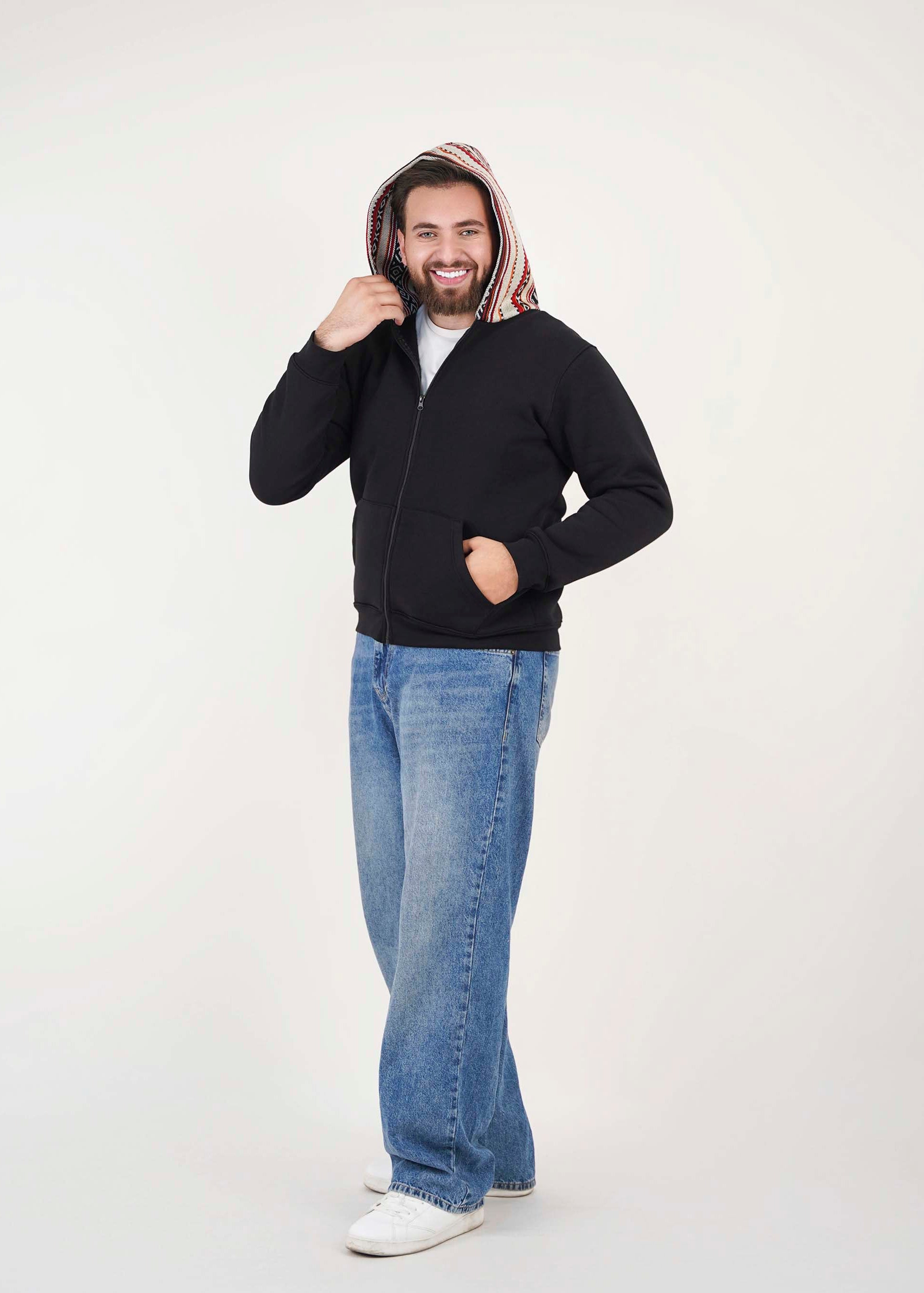 Sadu Hoodie Jacket - Black- Unisex