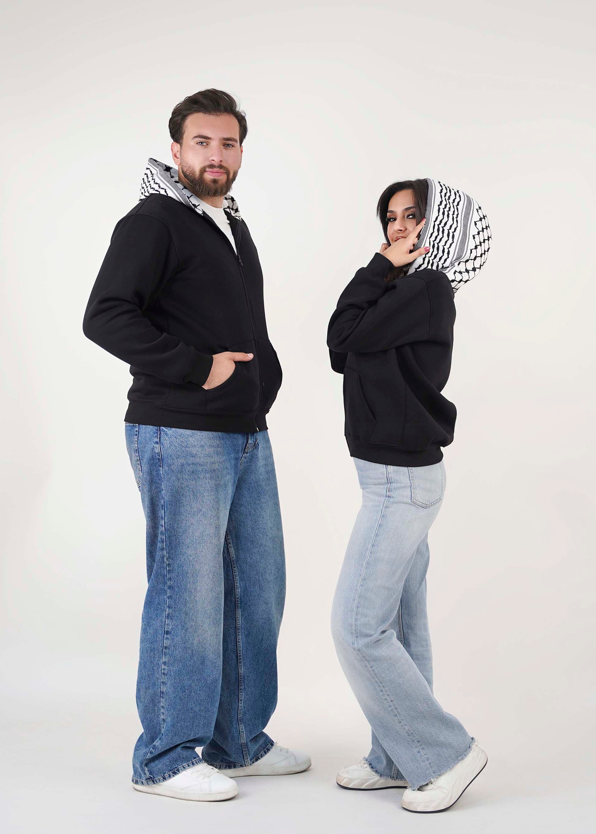 Keffiyeh Hoodie Jacket - unisex