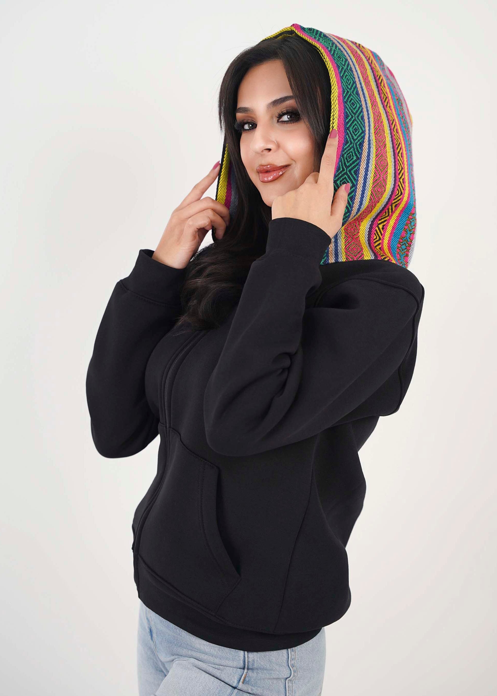 Sadu Hoodie Jacket - Black- Unisex