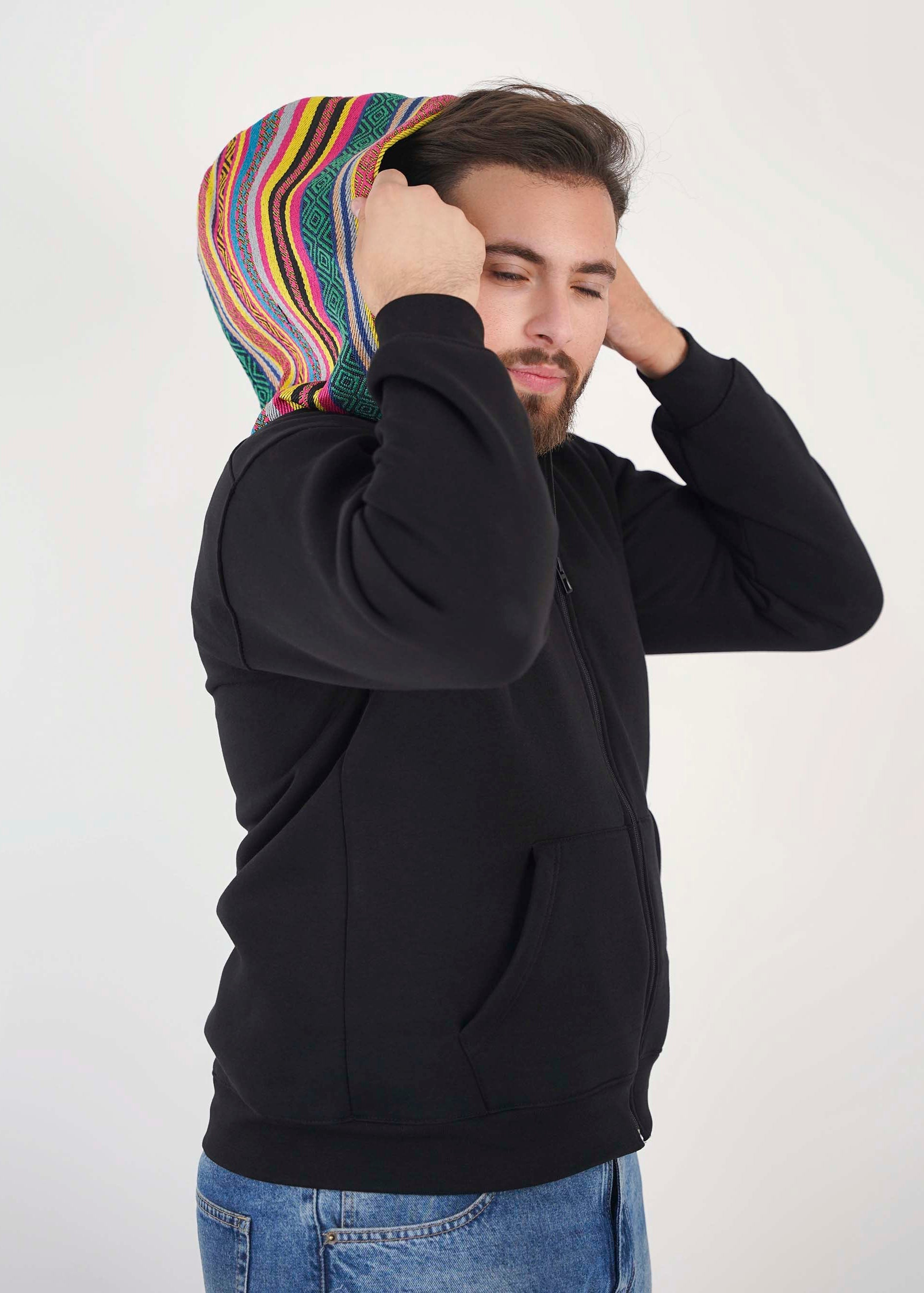 Sadu Hoodie Jacket - Black- Unisex