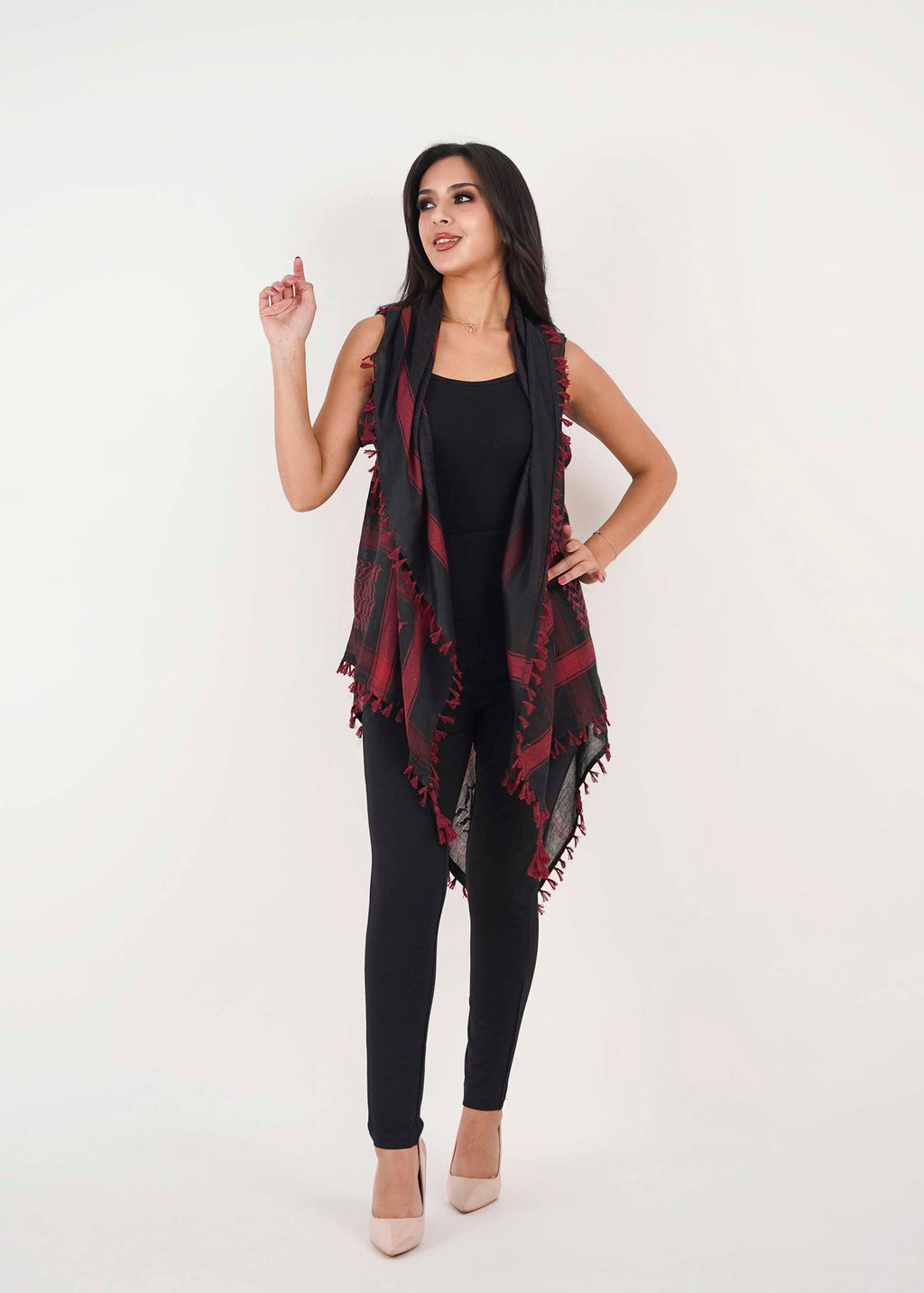 Burgundy Keffiyeh Vest