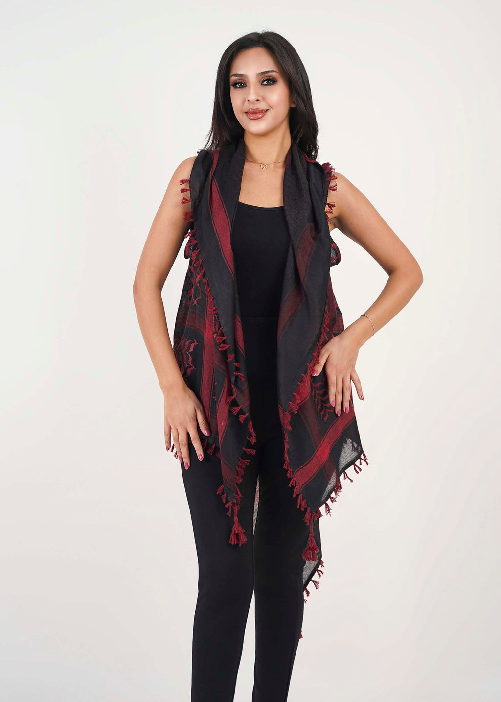Burgundy Keffiyeh Vest