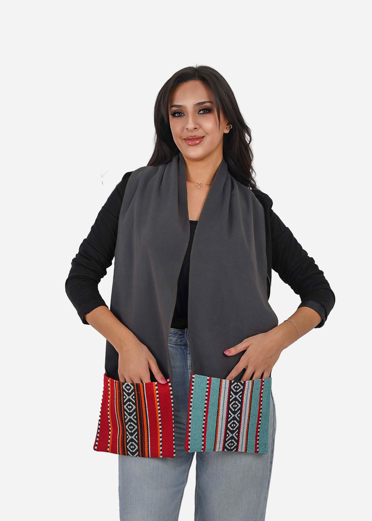 Gray Sadu Pocket Scarf