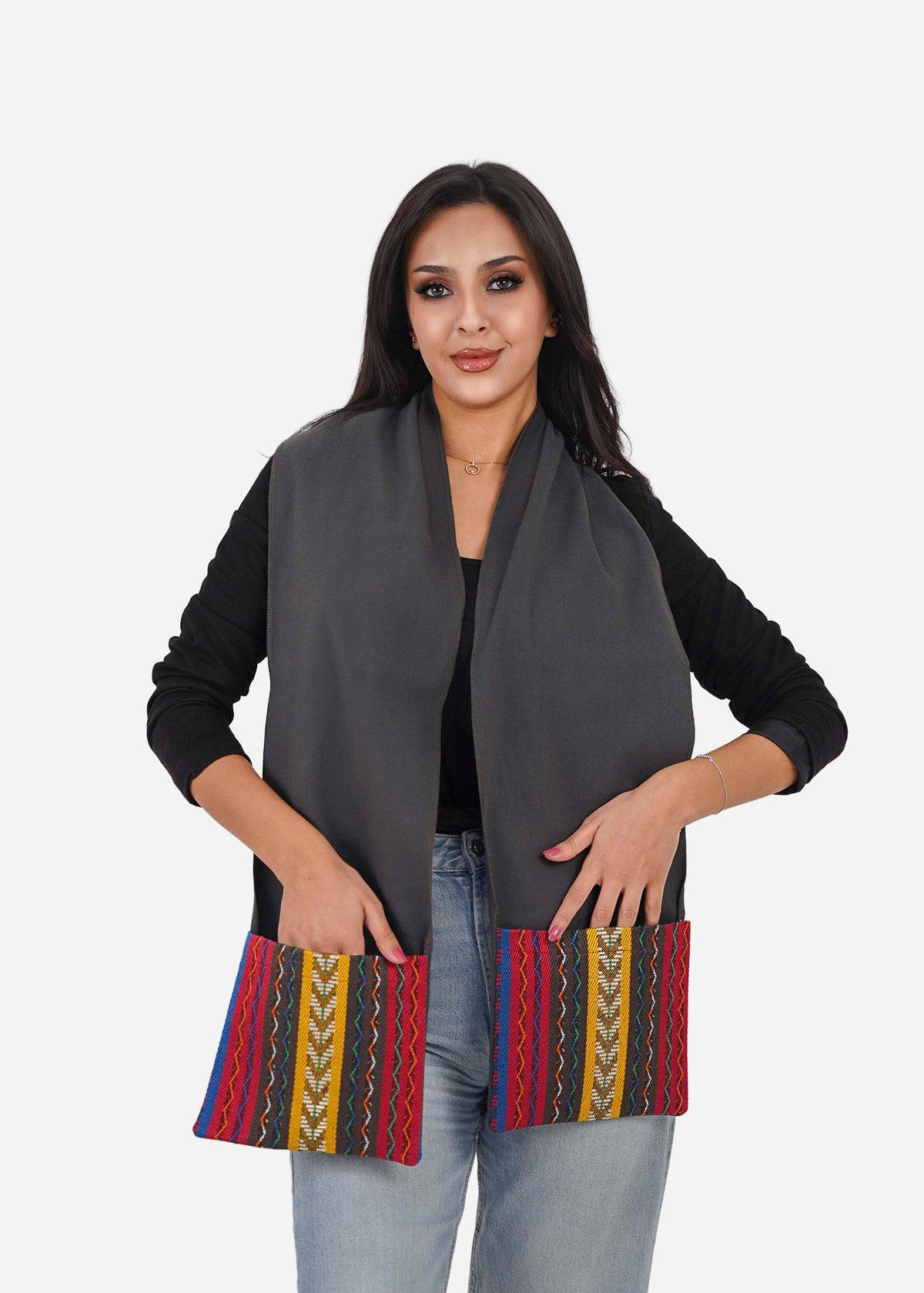 Gray Sadu Pocket Scarf