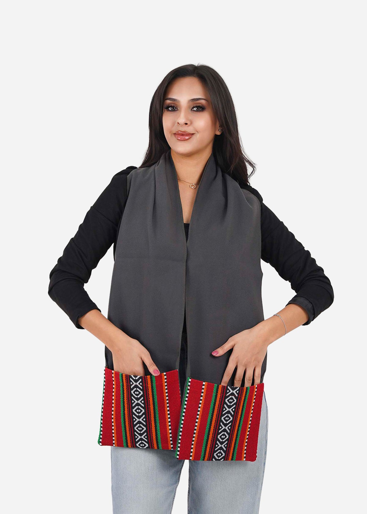 Gray Sadu Pocket Scarf