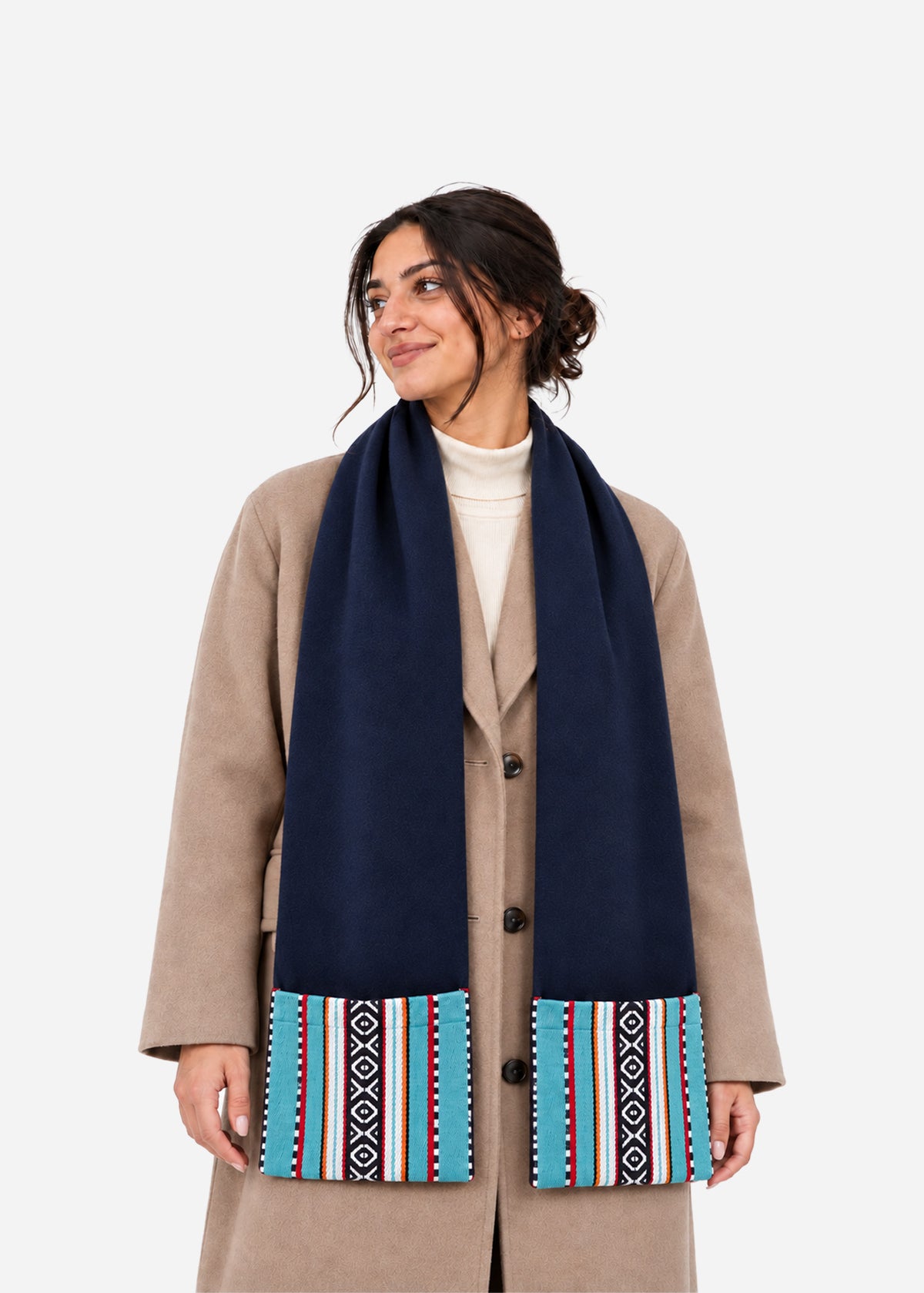 Navy Sadu Pocket Scarf