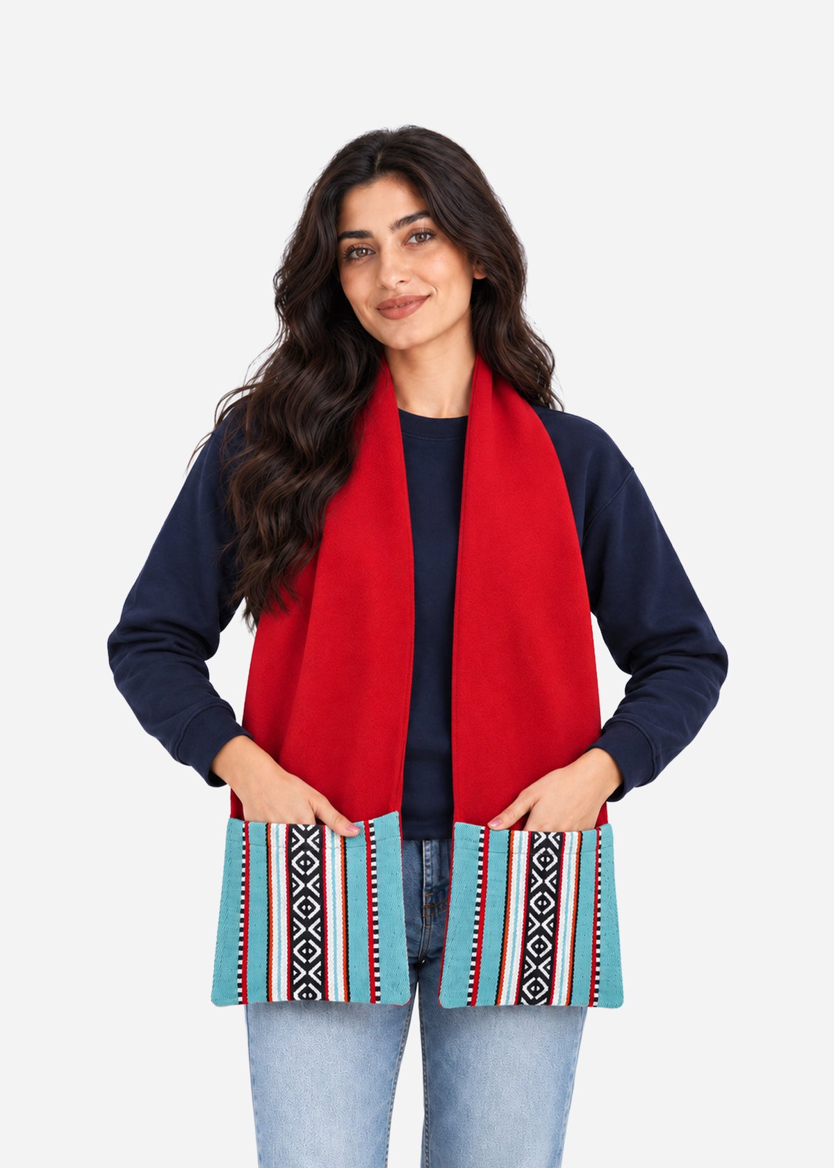Red Sadu Pocket Scarf