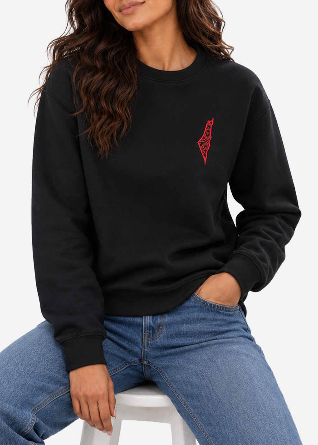 Palestine Map Tatreez Sweatshirt