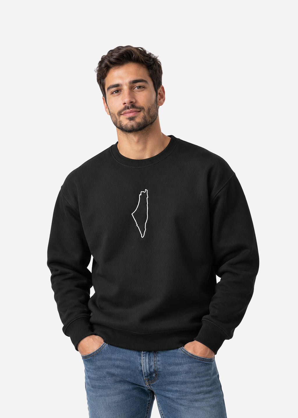 Sudadera con cuello redondo con el mapa de Palestina